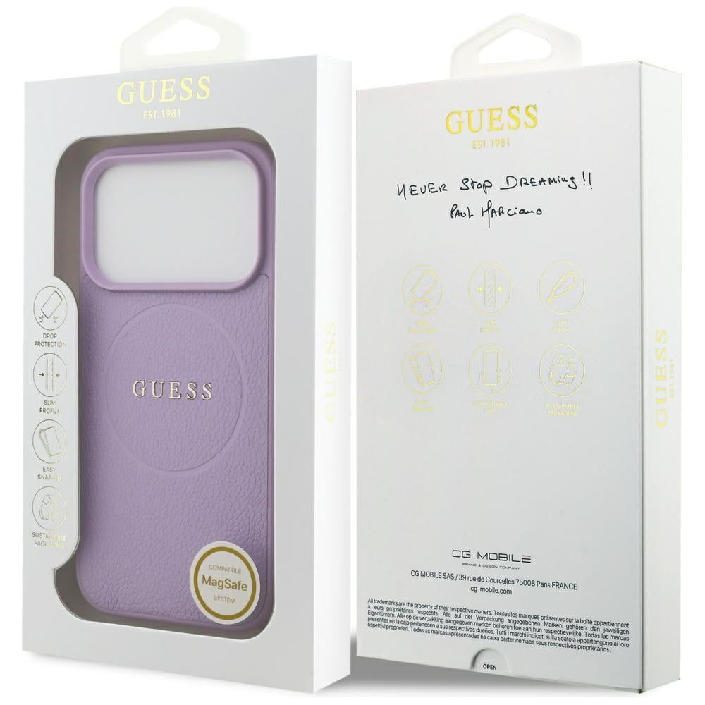 Futrola MagSafe za Apple iPhone 17 Pro, Guess, Grained Gold Ring, Roza