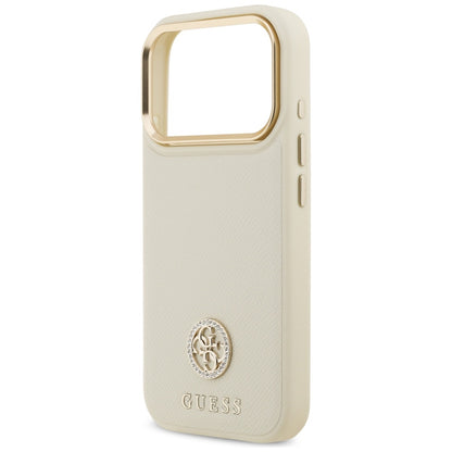 MagSafe torbica za Apple iPhone 17 Pro, Guess, Grained Strass Logo, Bež