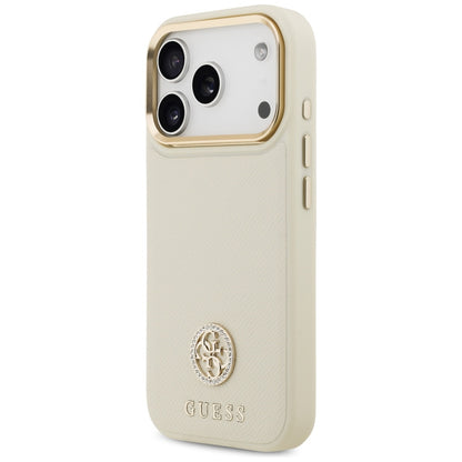 MagSafe torbica za Apple iPhone 17 Pro, Guess, Grained Strass Logo, Bež