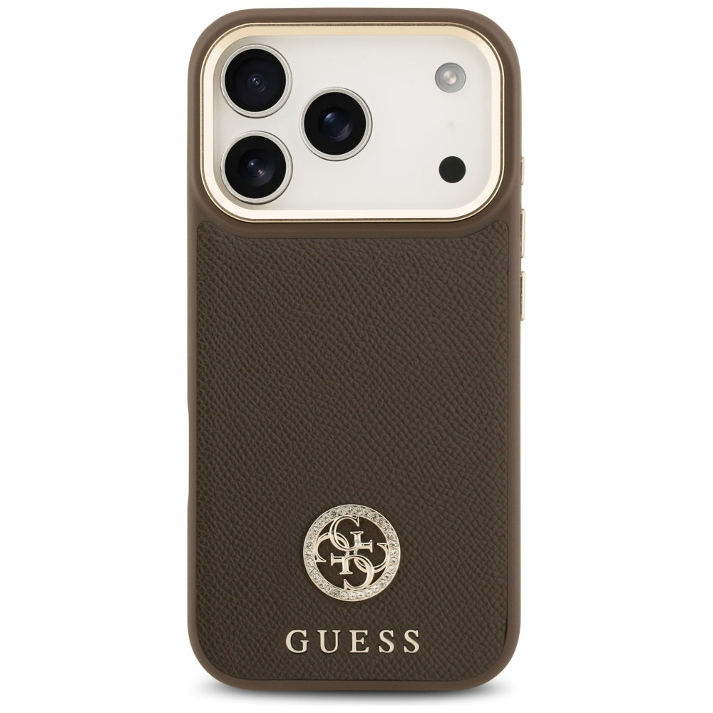 Futrola MagSafe za Apple iPhone 17 Pro, Guess, Grained Strass Logo, Smeđa