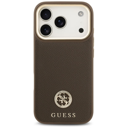 Futrola MagSafe za Apple iPhone 17 Pro, Guess, Grained Strass Logo, Smeđa
