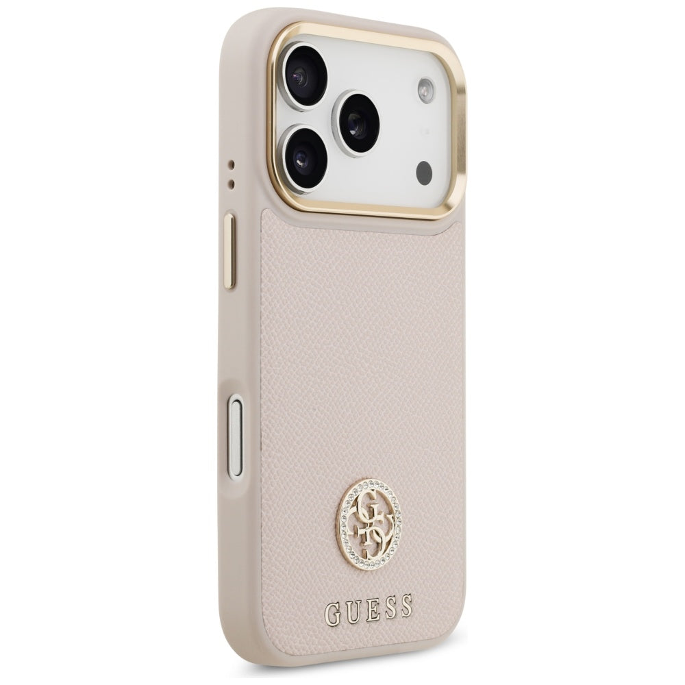 MagSafe torbica za Apple iPhone 17 Pro, Guess, Grained Strass Logo, Roza