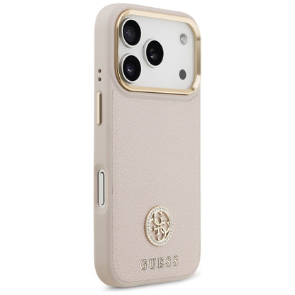 MagSafe torbica za Apple iPhone 17 Pro, Guess, Grained Strass Logo, Roza