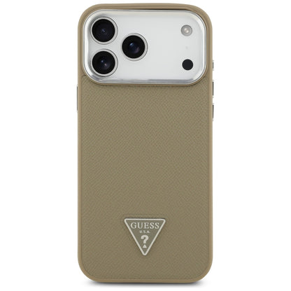 MagSafe torbica za Apple iPhone 17 Pro, Guess, Grained Triangle Logo, Smeđa
