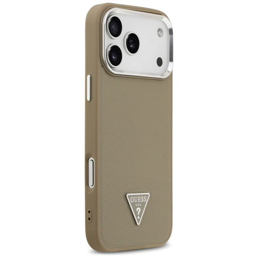 MagSafe torbica za Apple iPhone 17 Pro, Guess, Grained Triangle Logo, Smeđa