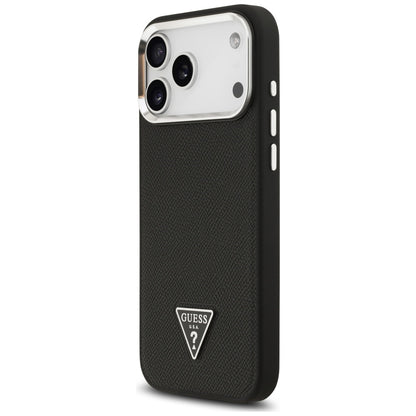 MagSafe torbica za Apple iPhone 17 Pro, Guess, Grained Triangle Logo, Crna