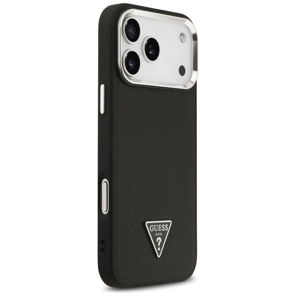 MagSafe torbica za Apple iPhone 17 Pro, Guess, Grained Triangle Logo, Crna