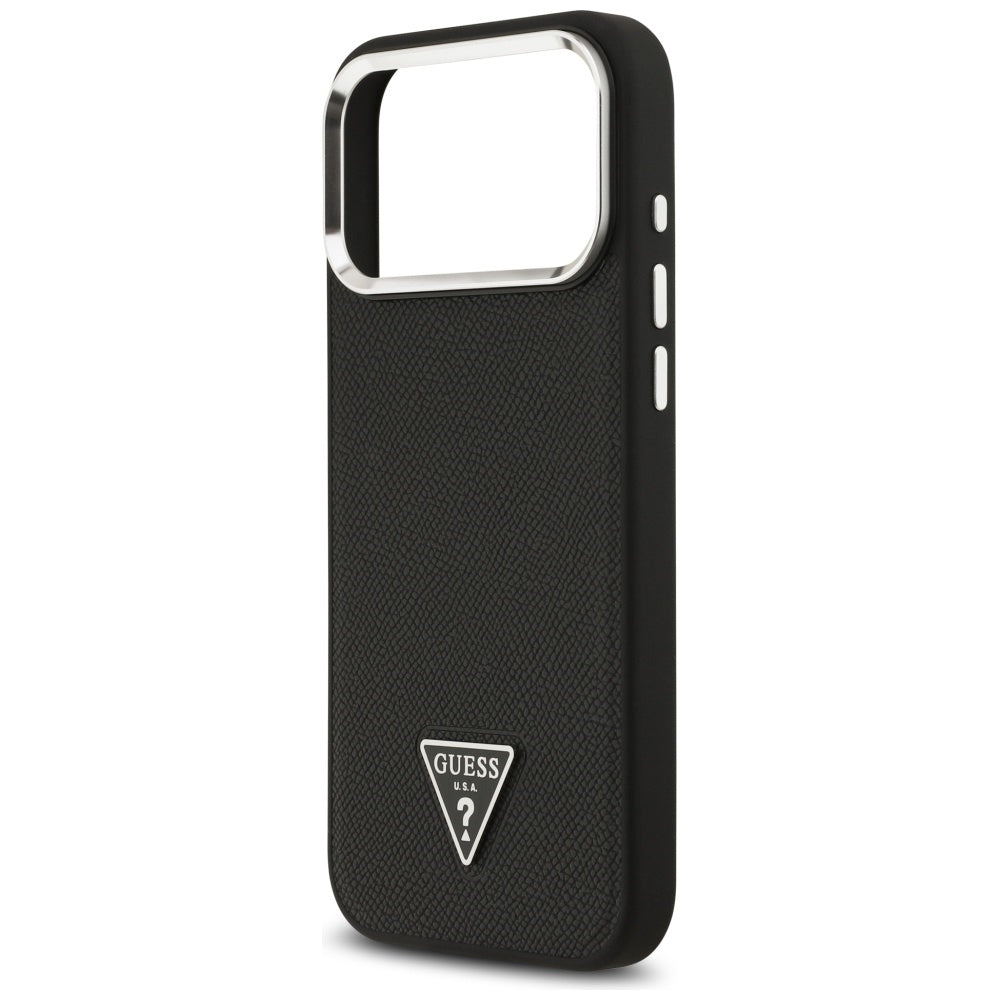 MagSafe torbica za Apple iPhone 17 Pro, Guess, Grained Triangle Logo, Crna