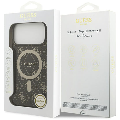Futrola MagSafe za Apple iPhone 17 Pro, Guess, IML 4G pozadina, smeđa