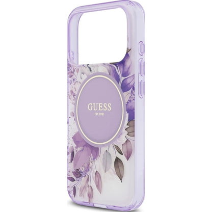 MagSafe torbica za Apple iPhone 17 Pro, Guess, IML Flower & Tonal Circle, Ljubičasta