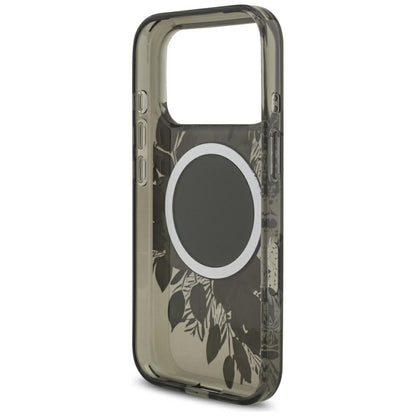 MagSafe futrola za Apple iPhone 17 Pro, Guess, IML Flowers with Pearl Strap, Crna