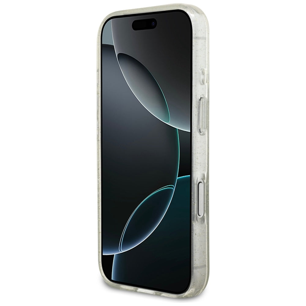 MagSafe torbica za Apple iPhone 17 Pro, Guess, IML Glitter s perlama, Prozirna