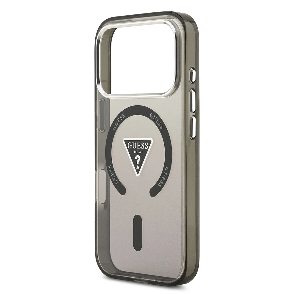 MagSafe futrola za Apple iPhone 17 Pro, Guess, IML Gradient Triangle Logo, Crno Srebrna