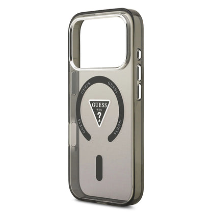 MagSafe futrola za Apple iPhone 17 Pro, Guess, IML Gradient Triangle Logo, Crno Srebrna