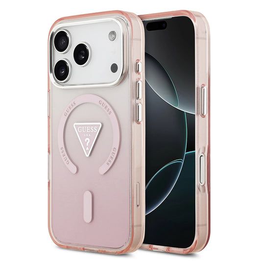 Futrola MagSafe za Apple iPhone 17 Pro, Guess, IML Gradient Triangle Logo, Roza