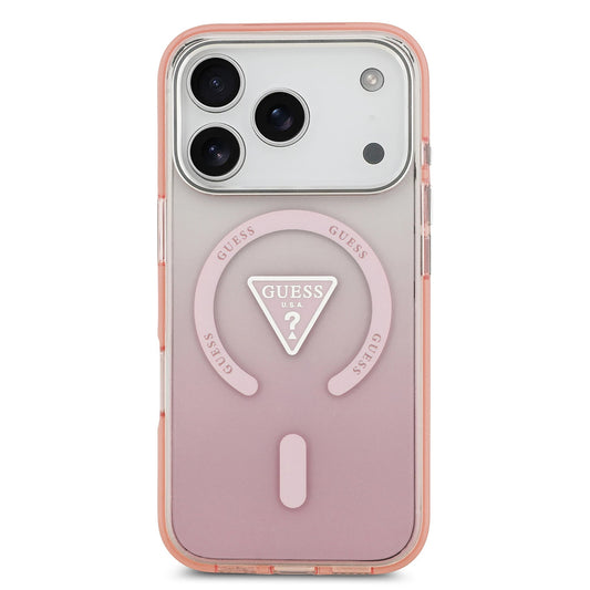 Futrola MagSafe za Apple iPhone 17 Pro, Guess, IML Gradient Triangle Logo, Roza