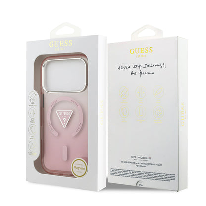 Futrola MagSafe za Apple iPhone 17 Pro, Guess, IML Gradient Triangle Logo, Roza