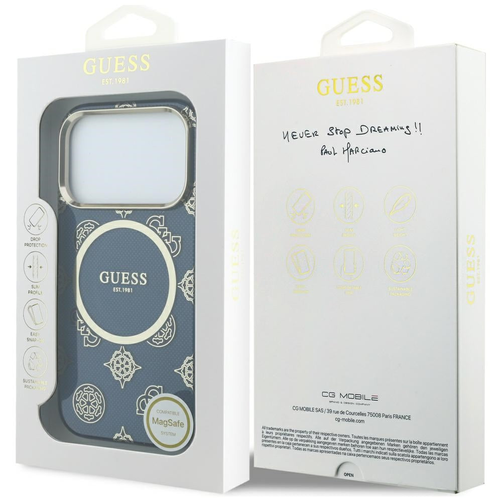 MagSafe futrola za Apple iPhone 17 Pro, Guess, IML Peony Dot, Plava