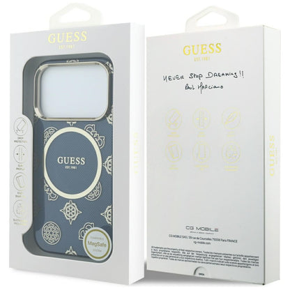 MagSafe futrola za Apple iPhone 17 Pro, Guess, IML Peony Dot, Plava