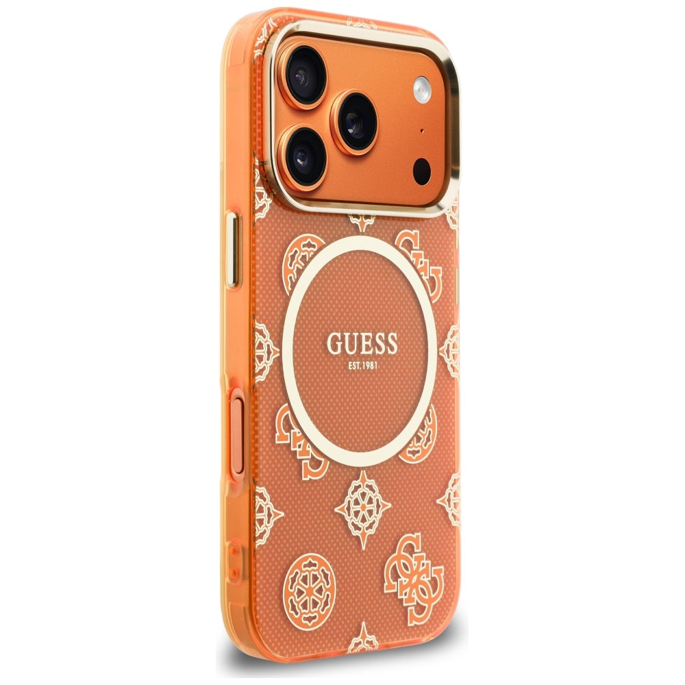 MagSafe futrola za Apple iPhone 17 Pro, Guess, IML Peony Dot, Narančasta