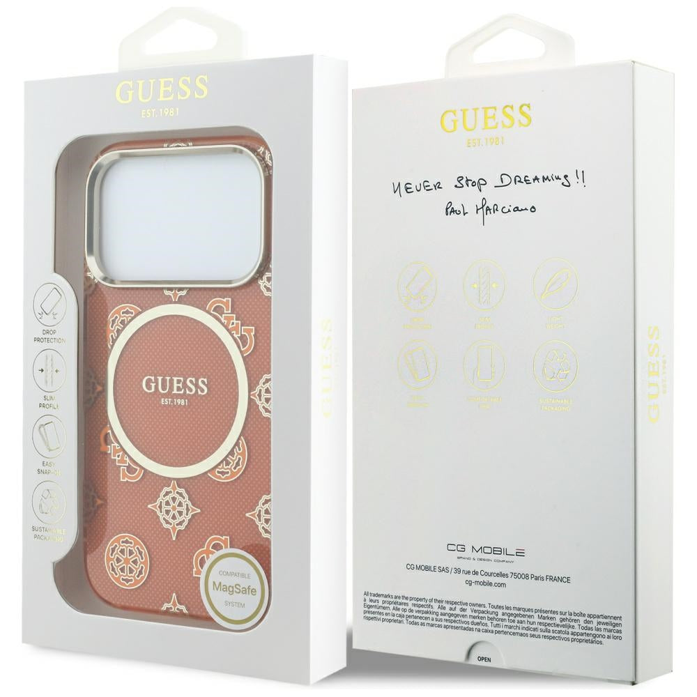 MagSafe futrola za Apple iPhone 17 Pro, Guess, IML Peony Dot, Narančasta