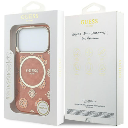 MagSafe futrola za Apple iPhone 17 Pro, Guess, IML Peony Dot, Narančasta