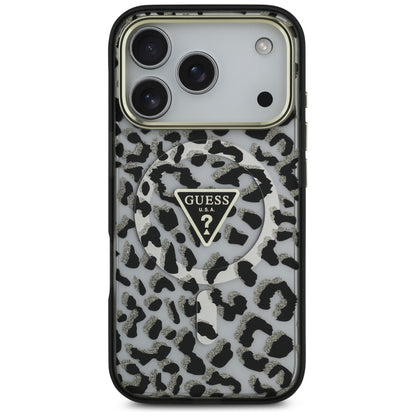 MagSafe futrola za Apple iPhone 17 Pro, Guess, Leopard Glitter, Crna