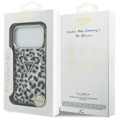 MagSafe futrola za Apple iPhone 17 Pro, Guess, Leopard Glitter, Crna