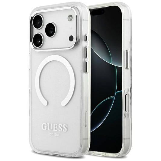 MagSafe futrola za Apple iPhone 17 Pro, Guess, Metal Outline, Srebrna