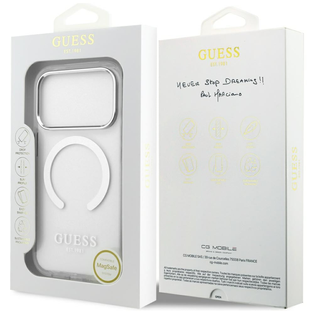 MagSafe futrola za Apple iPhone 17 Pro, Guess, Metal Outline, Srebrna