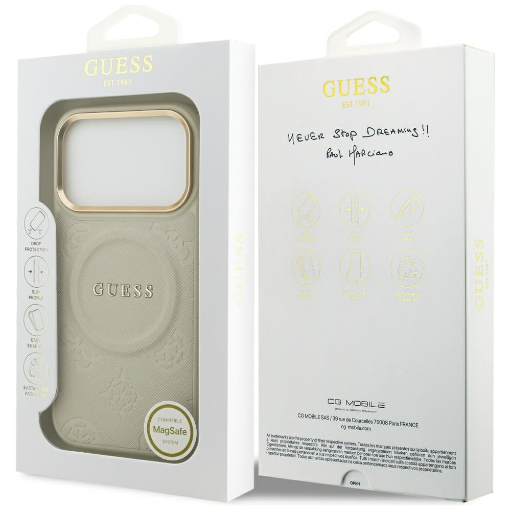 MagSafe futrola za Apple iPhone 17 Pro, Guess, Peony Hot Stamp, Bež
