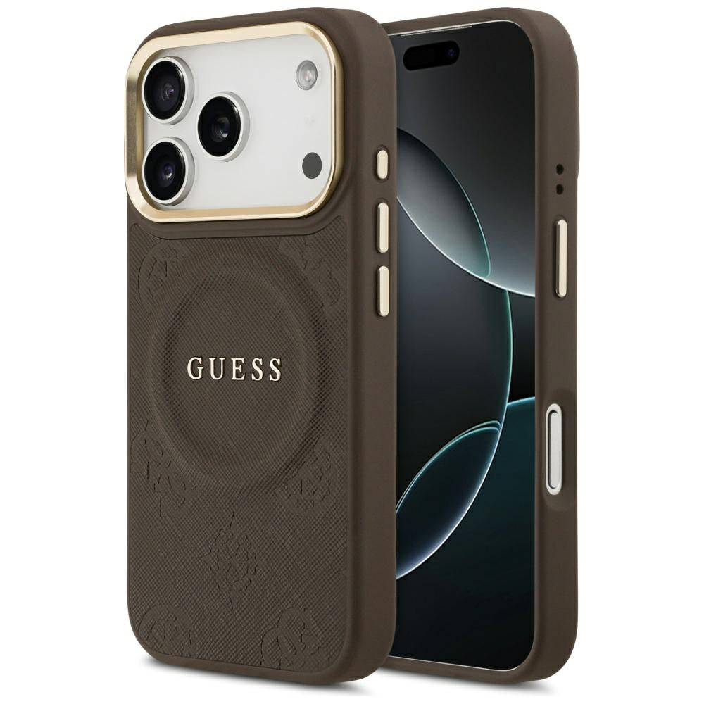 MagSafe futrola za Apple iPhone 17 Pro, Guess, Peony Hot Stamp, smeđa