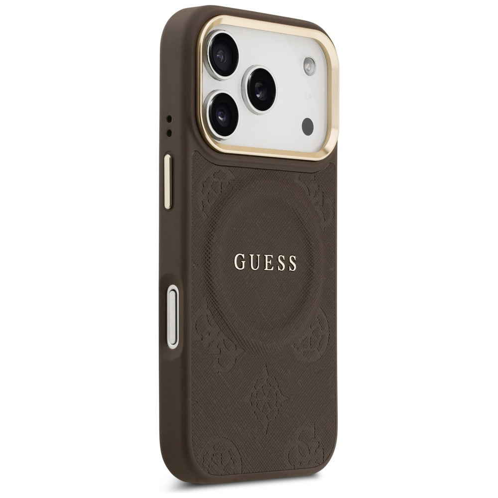 MagSafe futrola za Apple iPhone 17 Pro, Guess, Peony Hot Stamp, smeđa