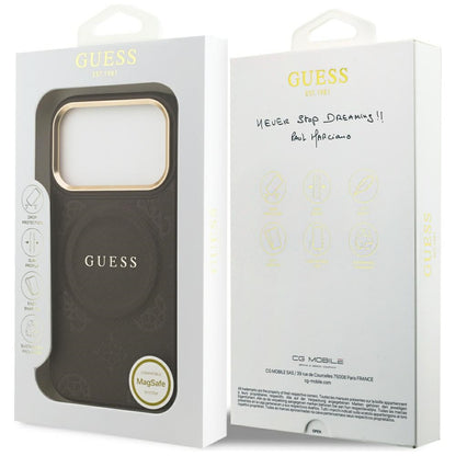 MagSafe futrola za Apple iPhone 17 Pro, Guess, Peony Hot Stamp, smeđa