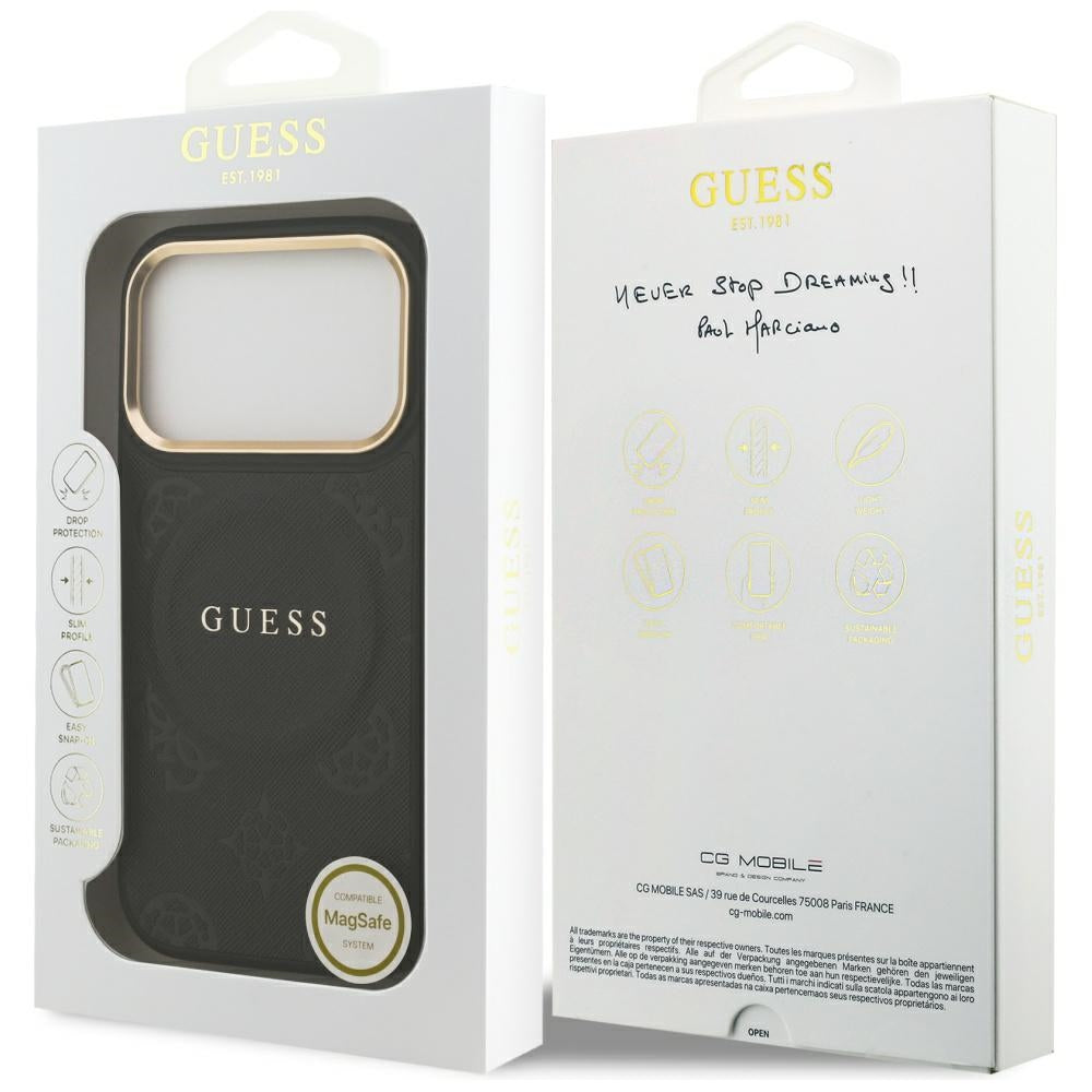 MagSafe futrola za Apple iPhone 17 Pro, Guess, Peony Hot Stamp, Crna