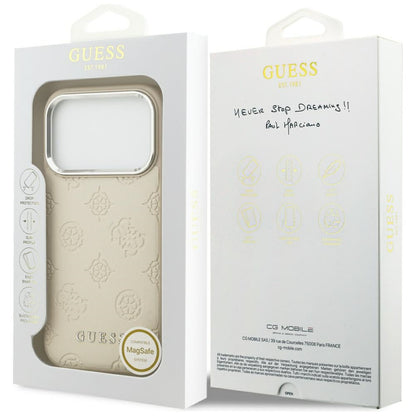MagSafe futrola za Apple iPhone 17 Pro, Guess, Peony Hot Stamp Script, Bež