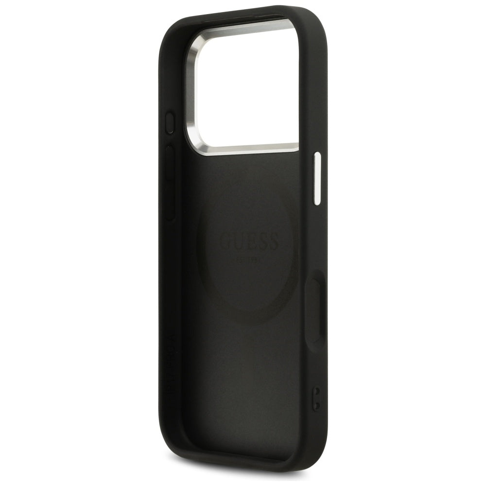 MagSafe futrola za Apple iPhone 17 Pro, Guess, Peony Hot Stamp Script, Crna