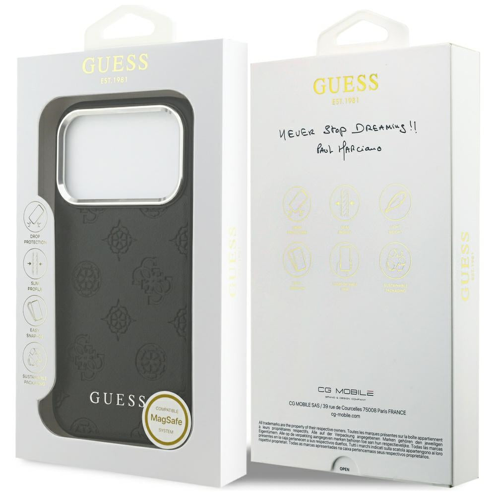 MagSafe futrola za Apple iPhone 17 Pro, Guess, Peony Hot Stamp Script, Crna