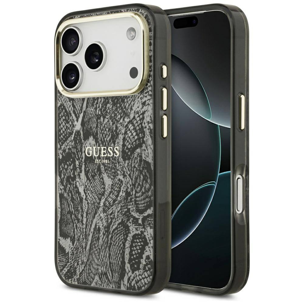 Futrola MagSafe za Apple iPhone 17 Pro, Guess, Python uzorak, Crna