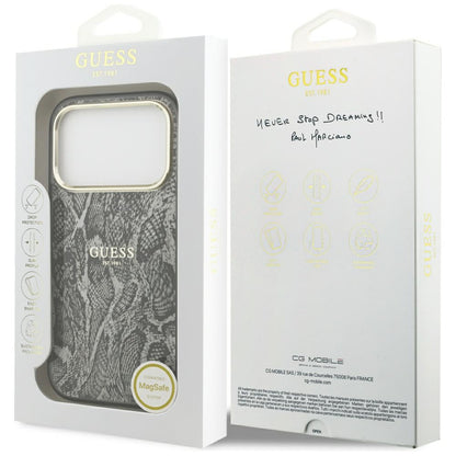 Futrola MagSafe za Apple iPhone 17 Pro, Guess, Python uzorak, Crna