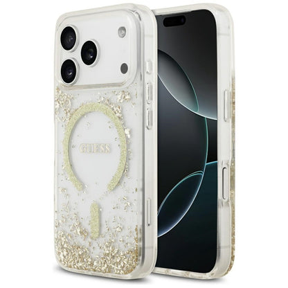 MagSafe futrola za Apple iPhone 17 Pro, Guess, Resin Bottom Glitter, Zlatna