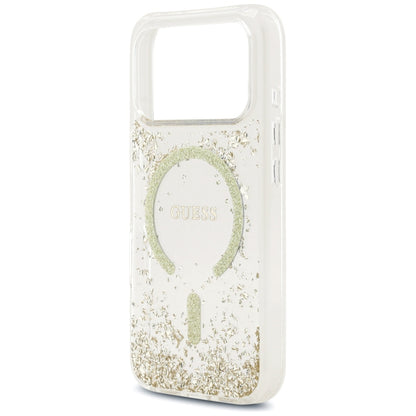 MagSafe futrola za Apple iPhone 17 Pro, Guess, Resin Bottom Glitter, Zlatna
