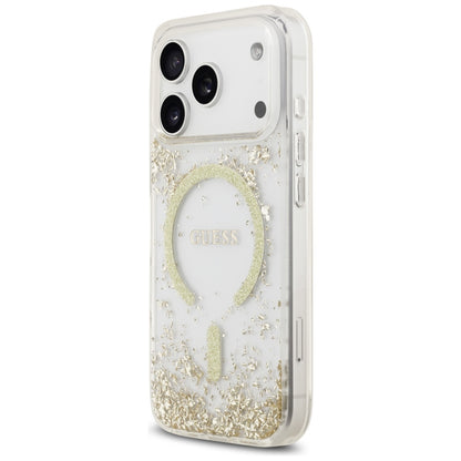 MagSafe futrola za Apple iPhone 17 Pro, Guess, Resin Bottom Glitter, Zlatna