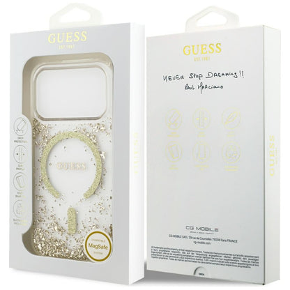 MagSafe futrola za Apple iPhone 17 Pro, Guess, Resin Bottom Glitter, Zlatna
