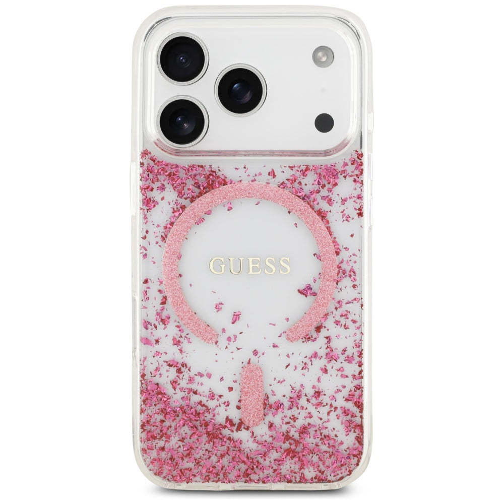 MagSafe futrola za Apple iPhone 17 Pro, Guess, Resin Bottom Glitter, Roza