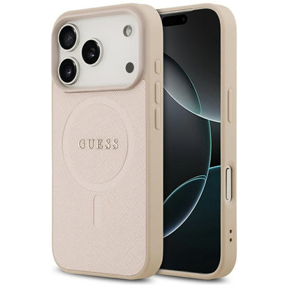 Futrola MagSafe za Apple iPhone 17 Pro, Guess, Saffiano Classic Logo, Roza