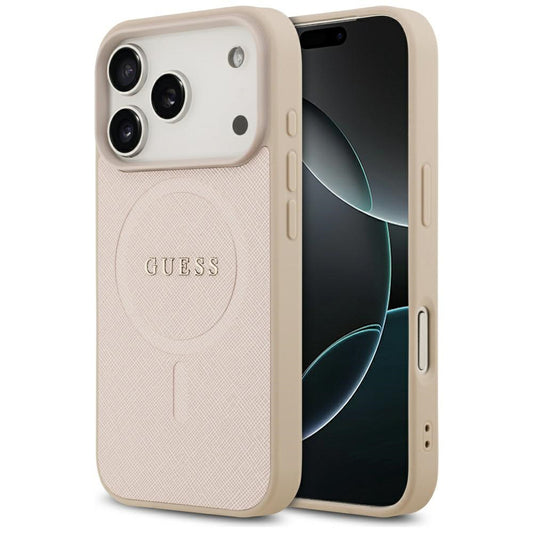 Futrola MagSafe za Apple iPhone 17 Pro, Guess, Saffiano Classic Logo, Roza