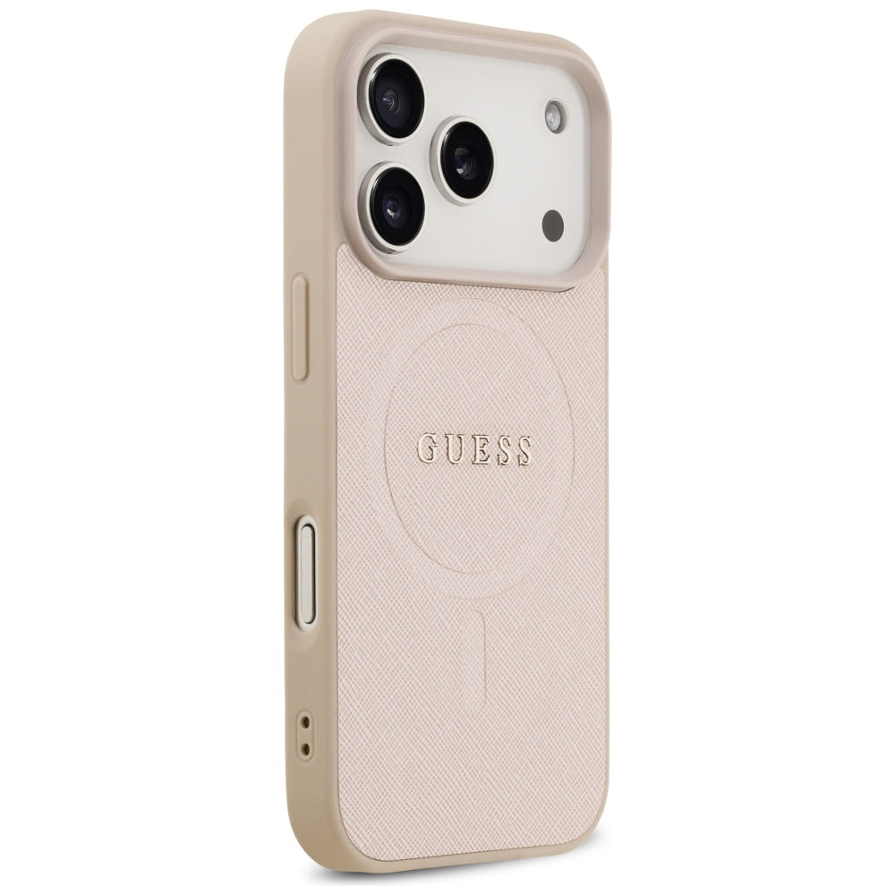 Futrola MagSafe za Apple iPhone 17 Pro, Guess, Saffiano Classic Logo, Roza