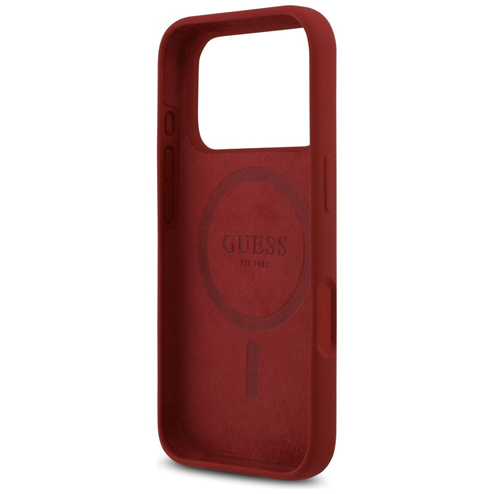 Futrola MagSafe za Apple iPhone 17 Pro, Guess, Script Metal Logo, Crvena