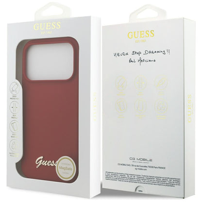 Futrola MagSafe za Apple iPhone 17 Pro, Guess, Script Metal Logo, Crvena
